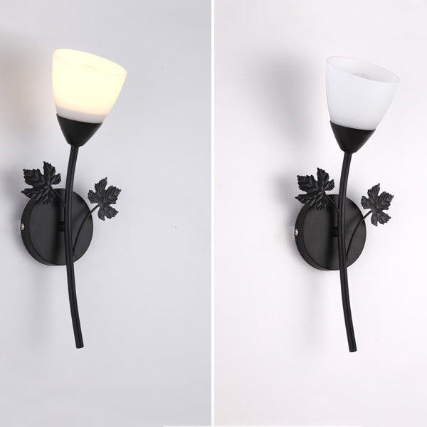 Rose Flower Glass Iron Wall Lamp