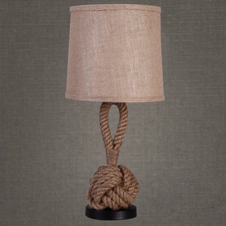 Drum Shape Twisted Rope Table Lamp