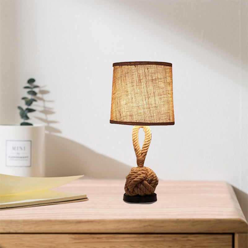 Drum Shape Twisted Rope Table Lamp