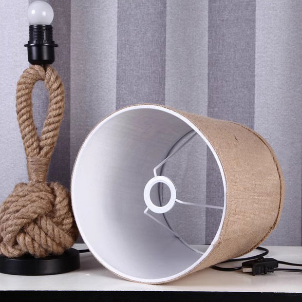 Drum Shape Twisted Rope Table Lamp