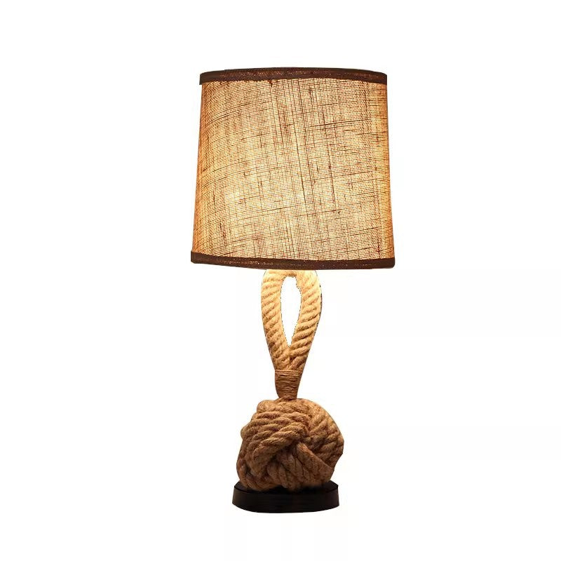 Drum Shape Twisted Rope Table Lamp