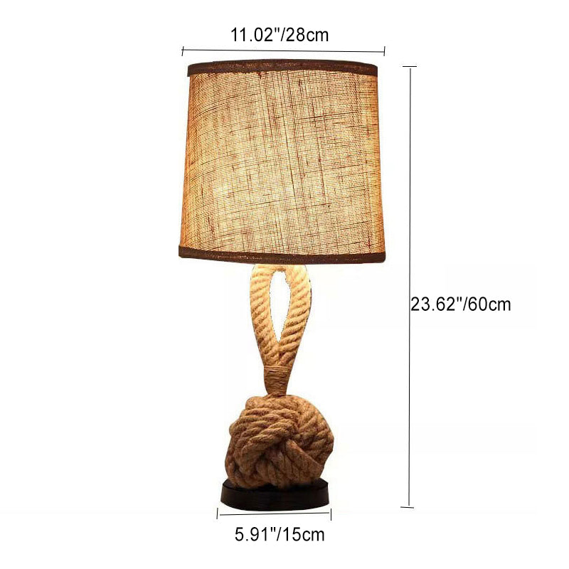 Drum Shape Twisted Rope Table Lamp