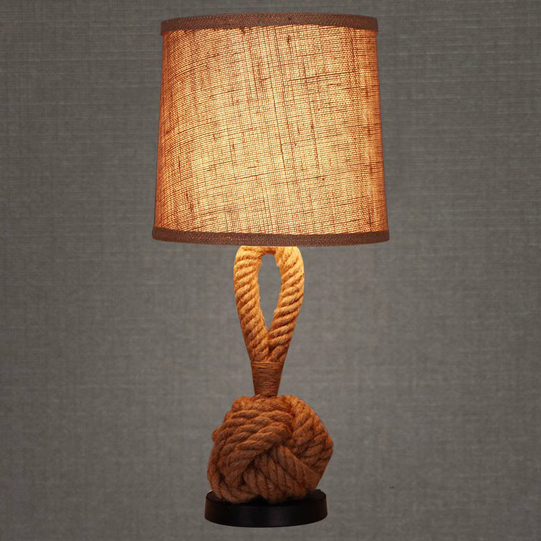 Drum Shape Twisted Rope Table Lamp
