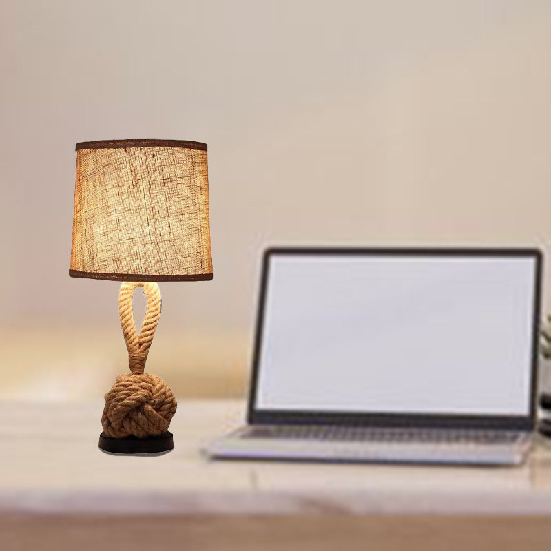 Drum Shape Twisted Rope Table Lamp