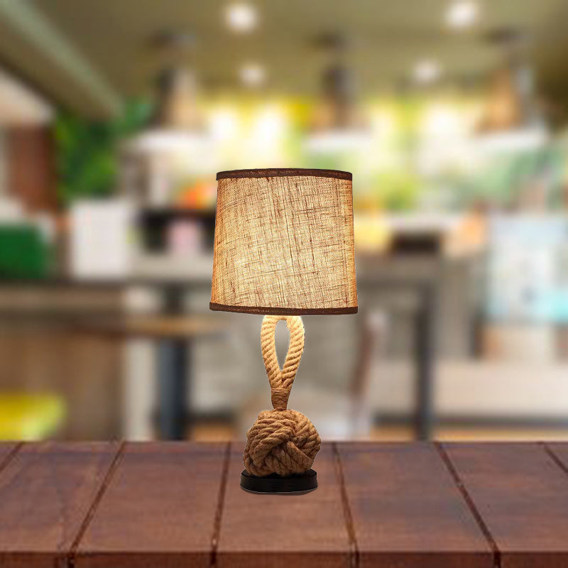 Drum Shape Twisted Rope Table Lamp