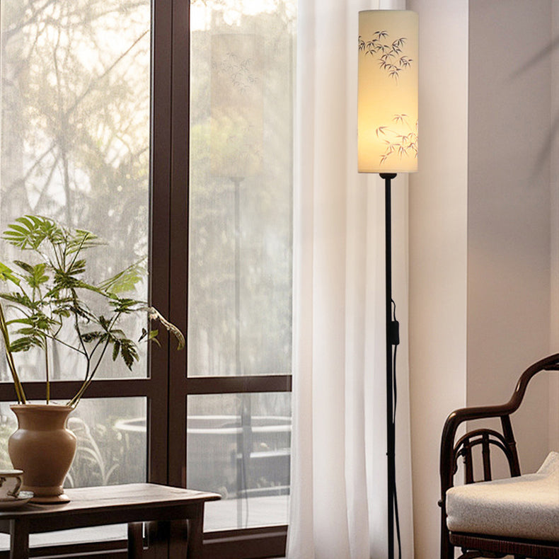 Traditional Chinese Iron Fabric Floor Lamp