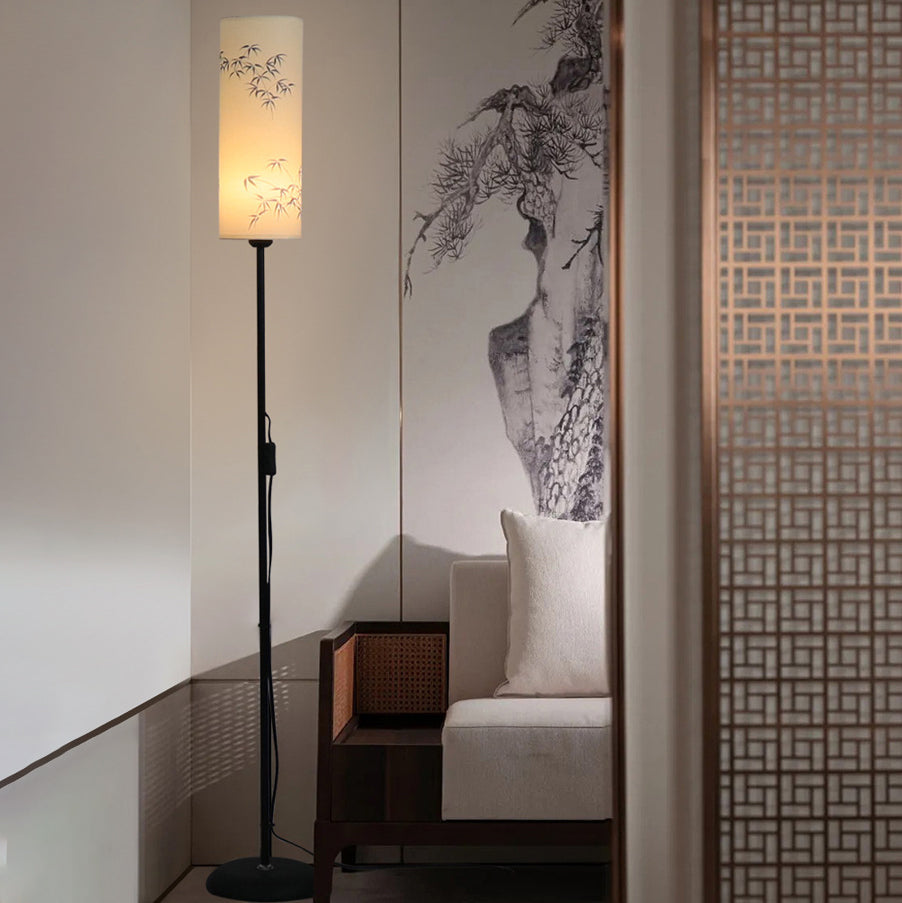 Traditional Chinese Iron Fabric Floor Lamp