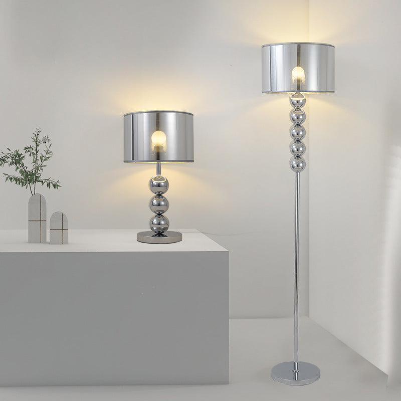 Drum Shape Beaded Column Table Lamp