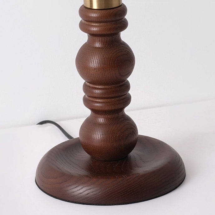 Wood Fabric Dome Bedroom Table Lamp