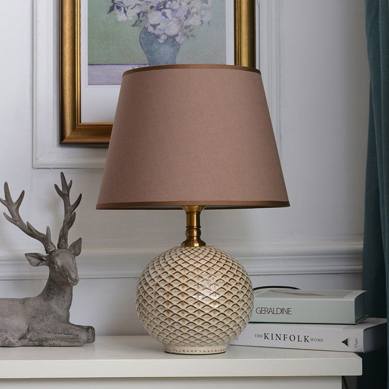 Round Drum Shape Ceramic Table Lamp