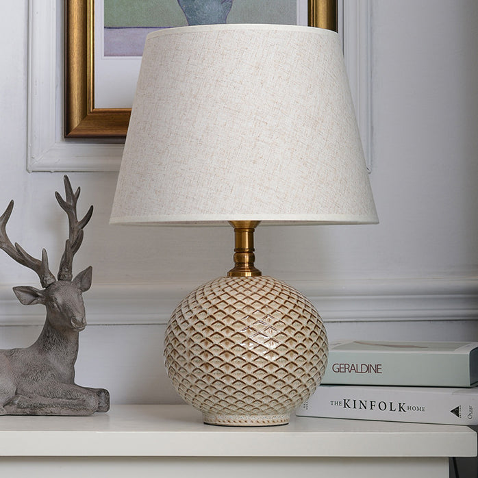 Round Drum Shape Ceramic Table Lamp