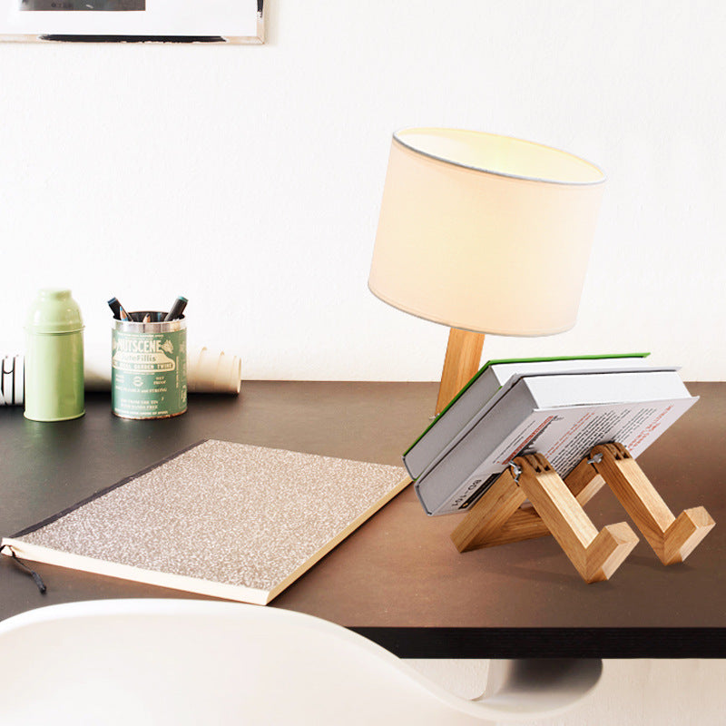 Transformable Robot Wood Fabric Table Lamp