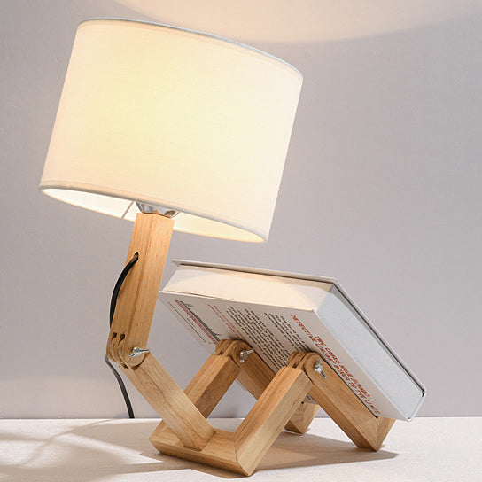 Transformable Robot Wood Fabric Table Lamp
