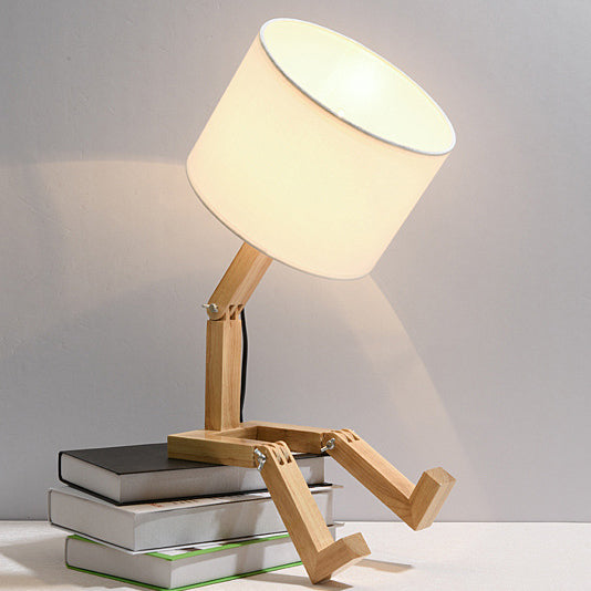 Transformable Robot Wood Fabric Table Lamp