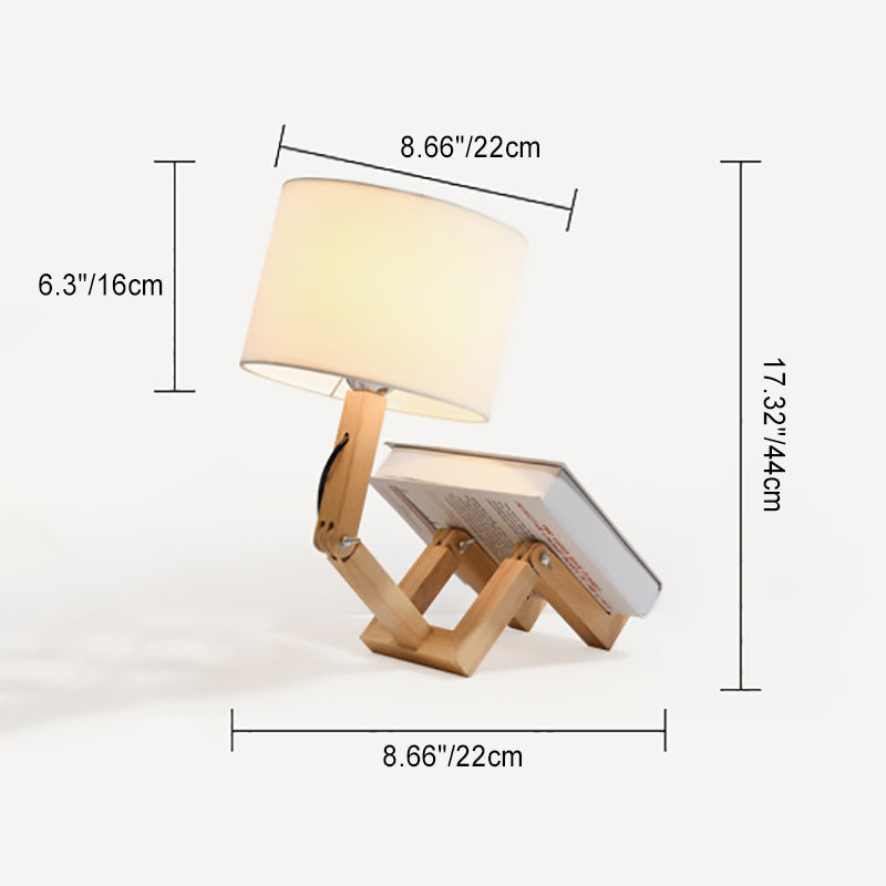Transformable Robot Wood Fabric Table Lamp