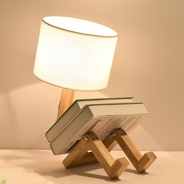 Transformable Robot Wood Fabric Table Lamp