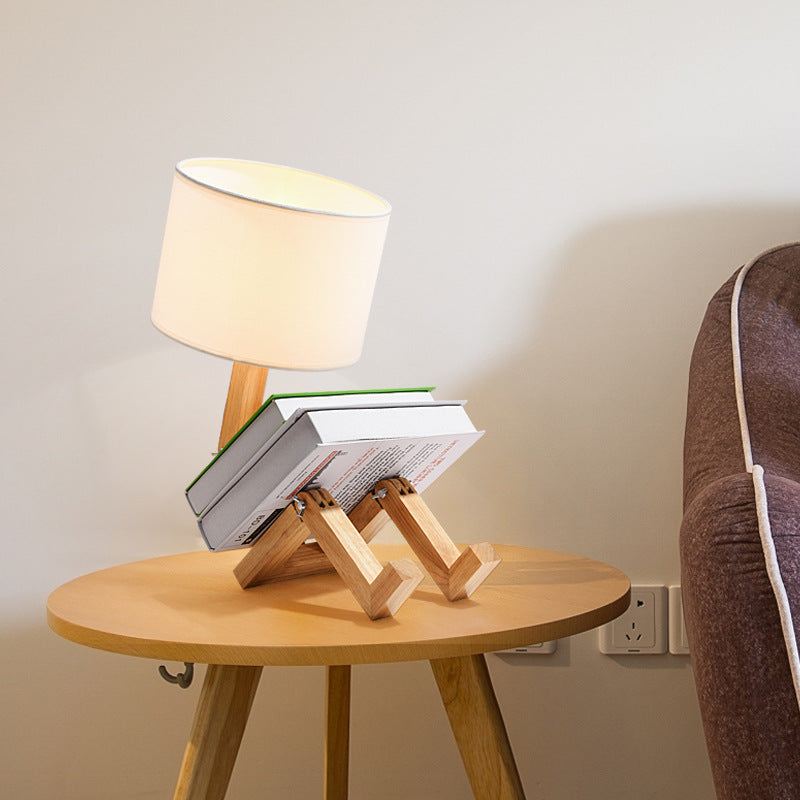 Transformable Robot Wood Fabric Table Lamp