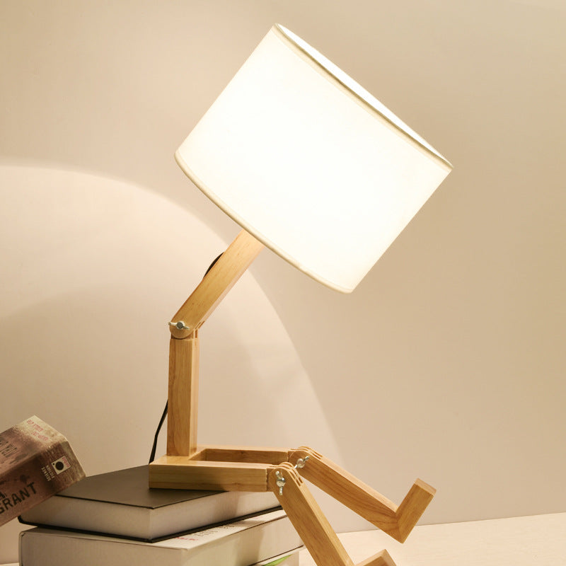 Transformable Robot Wood Fabric Table Lamp