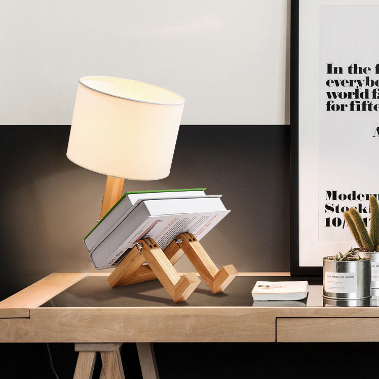 Transformable Robot Wood Fabric Table Lamp