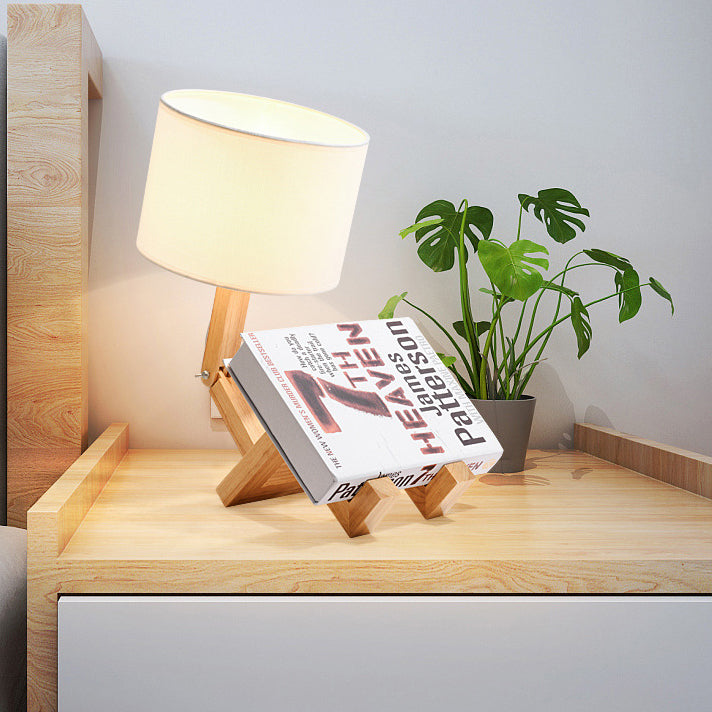 Transformable Robot Wood Fabric Table Lamp