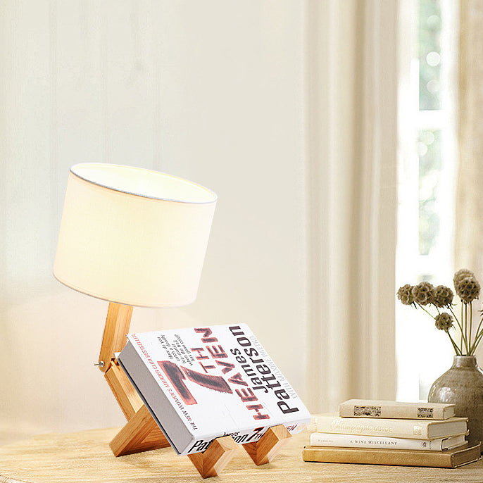 Transformable Robot Wood Fabric Table Lamp