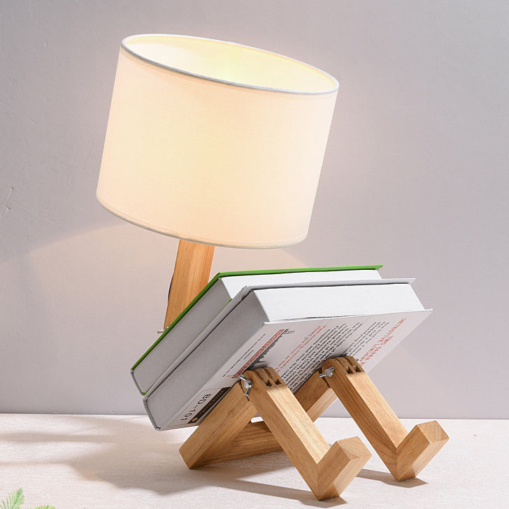 Transformable Robot Wood Fabric Table Lamp