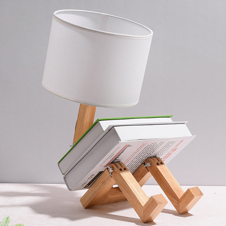 Transformable Robot Wood Fabric Table Lamp