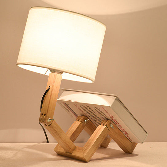 Transformable Robot Wood Fabric Table Lamp