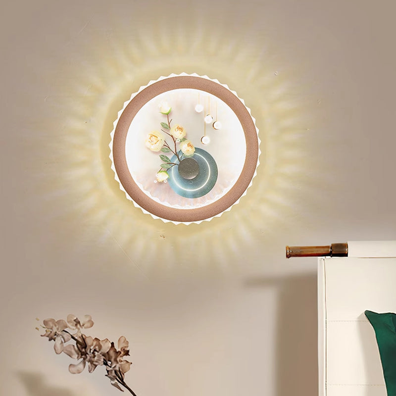 Round Fortune Deer Ginkgo Wall Lamp