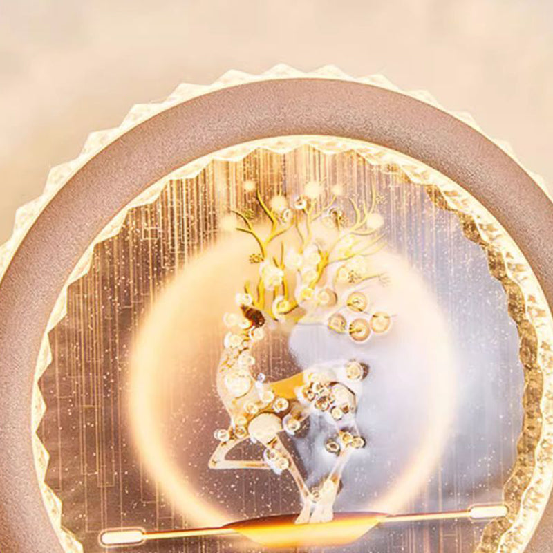 Round Fortune Deer Ginkgo Wall Lamp