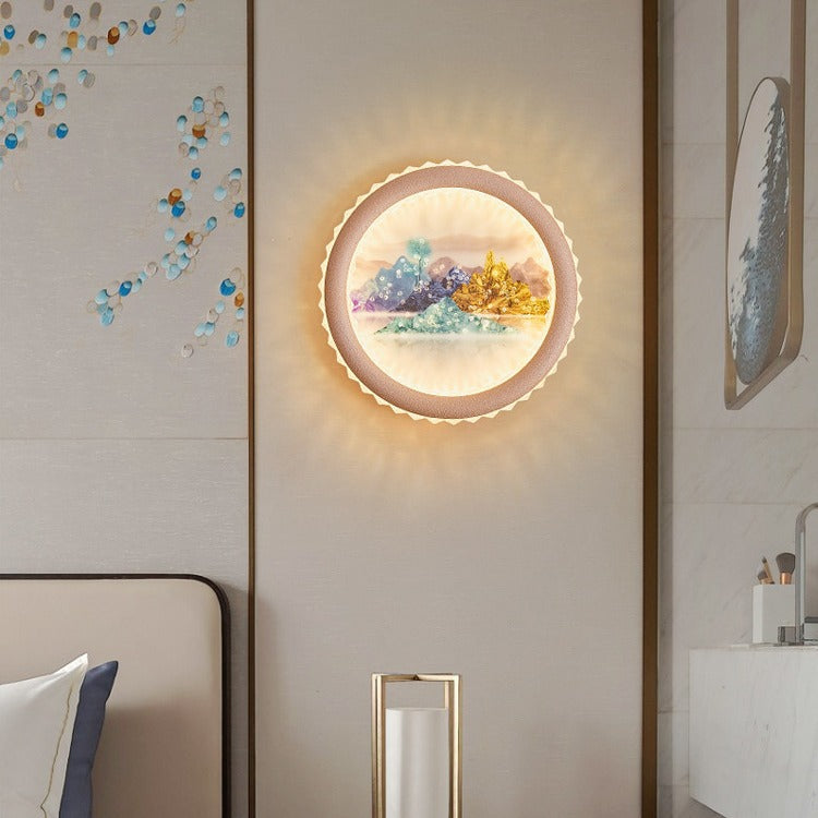 Round Fortune Deer Ginkgo Wall Lamp