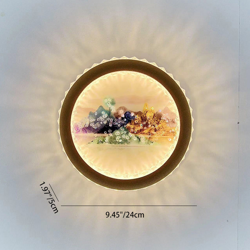 Round Fortune Deer Ginkgo Wall Lamp