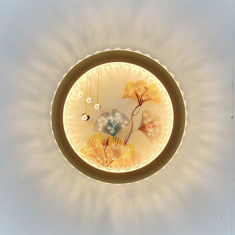 Round Fortune Deer Ginkgo Wall Lamp