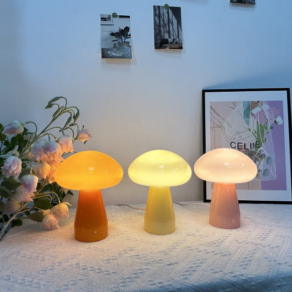 Mushroom Shape Glass Bedroom Table Lamp