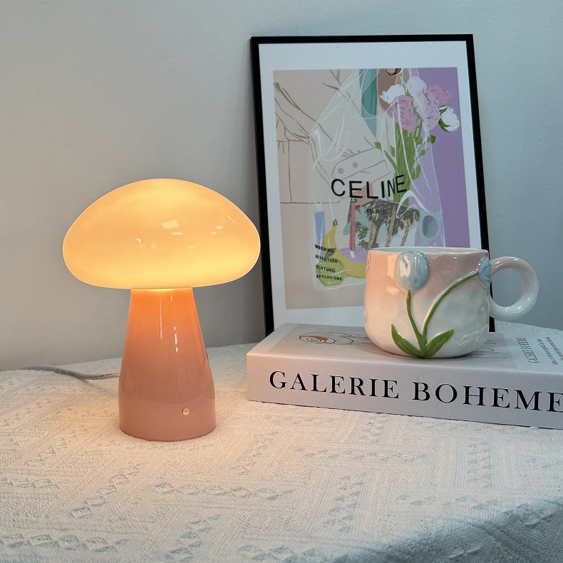 Mushroom Shape Glass Bedroom Table Lamp