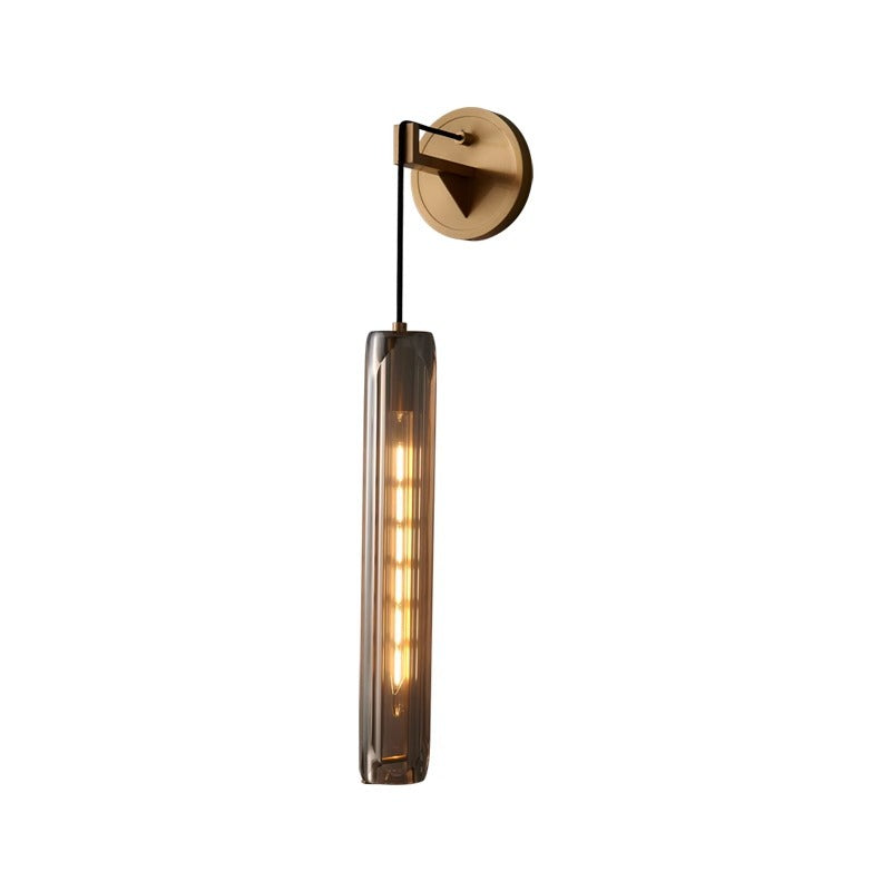 Brass Crystal Column Bedroom Wall Lamp