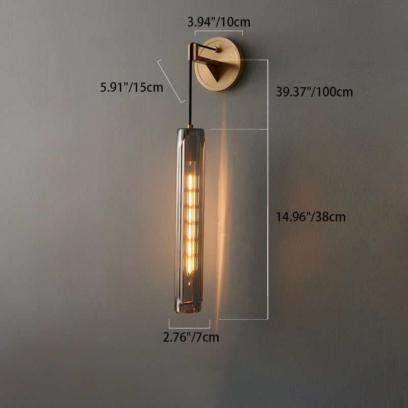 Brass Crystal Column Bedroom Wall Lamp