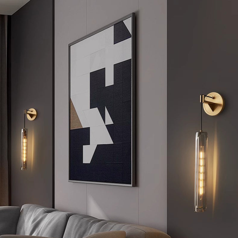Brass Crystal Column Bedroom Wall Lamp