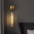 Brass Crystal Column Bedroom Wall Lamp