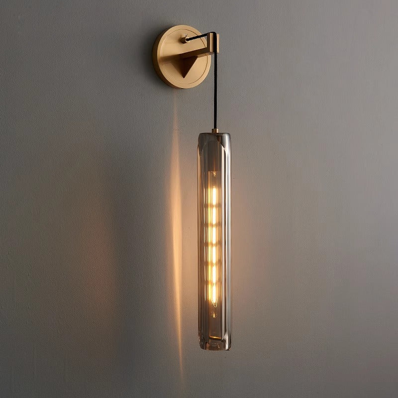 Brass Crystal Column Bedroom Wall Lamp