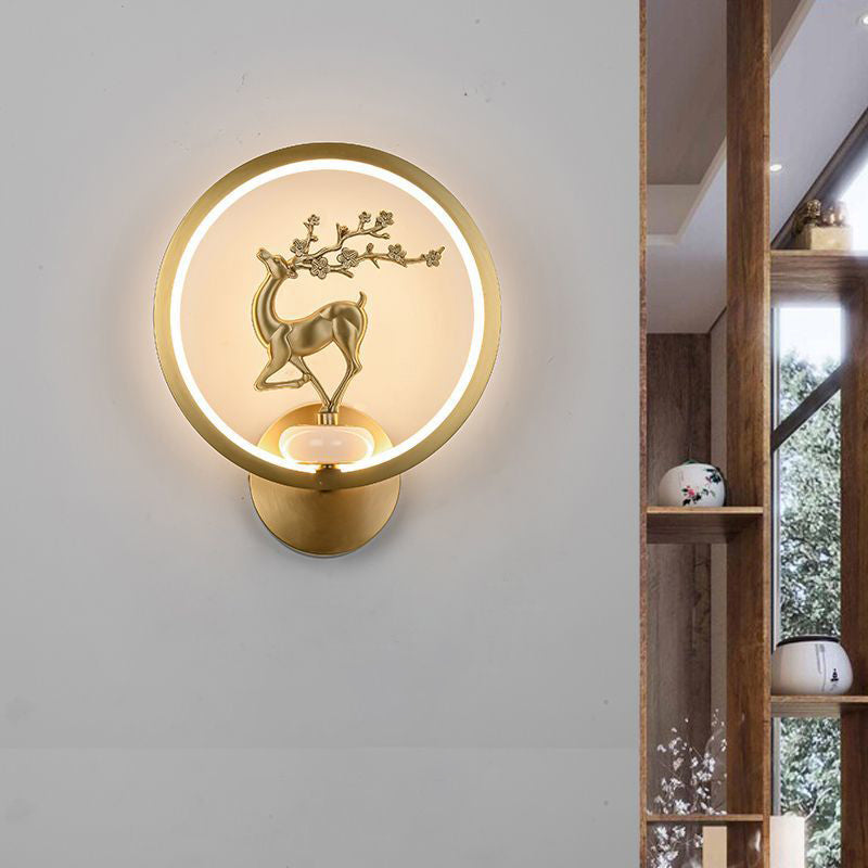 Round Plum Blossom Orchid Wall Lamp