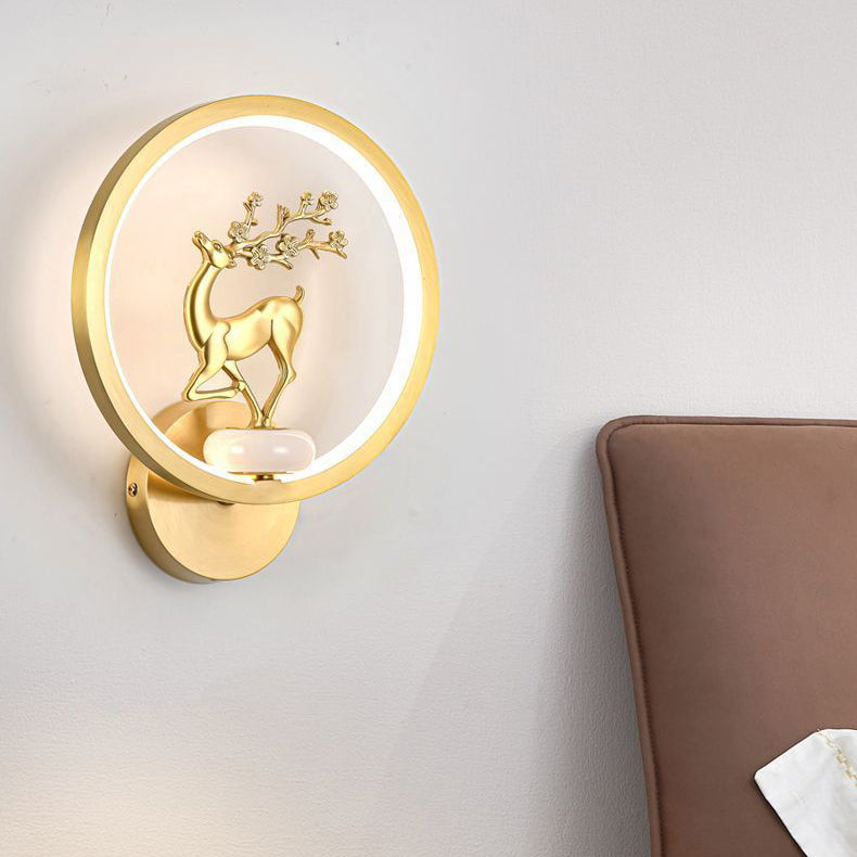 Round Plum Blossom Orchid Wall Lamp