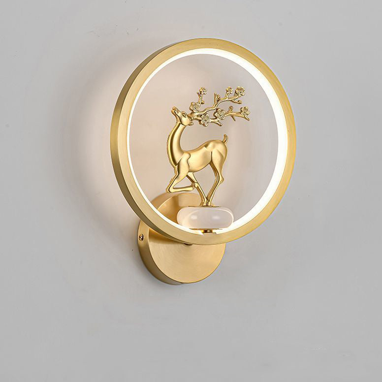 Round Plum Blossom Orchid Wall Lamp