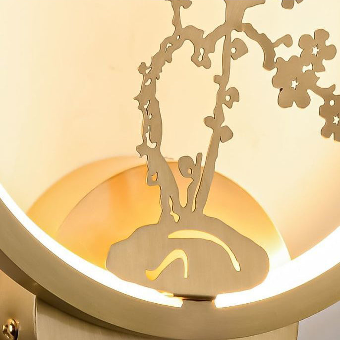 Round Plum Blossom Orchid Wall Lamp