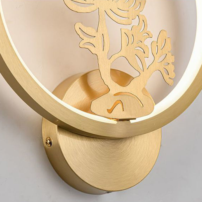Round Plum Blossom Orchid Wall Lamp