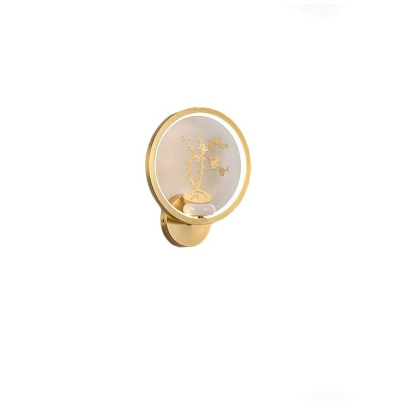 Round Plum Blossom Orchid Wall Lamp