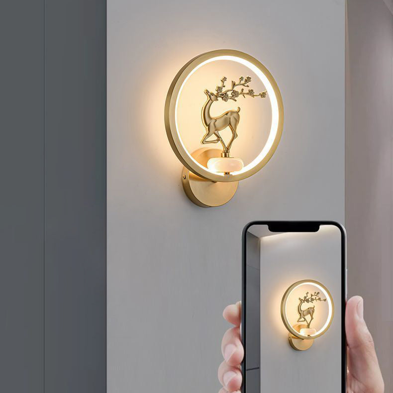 Round Plum Blossom Orchid Wall Lamp