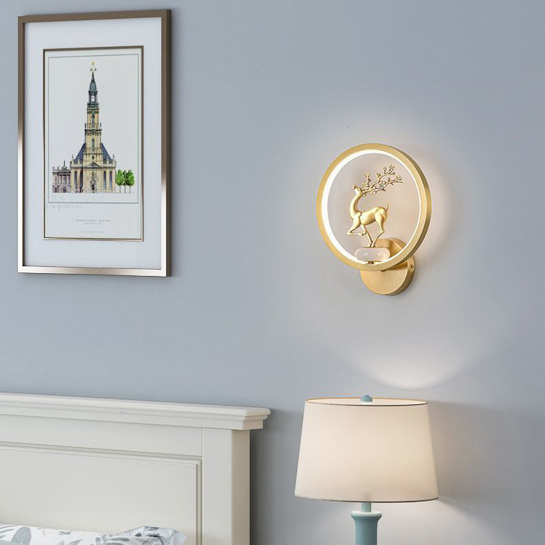 Round Plum Blossom Orchid Wall Lamp