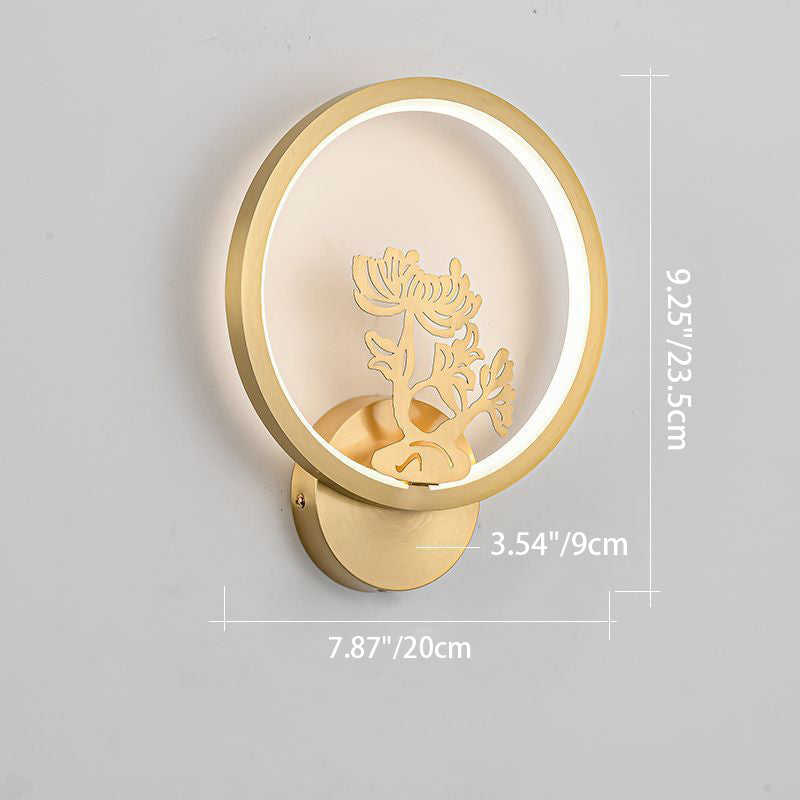 Round Plum Blossom Orchid Wall Lamp