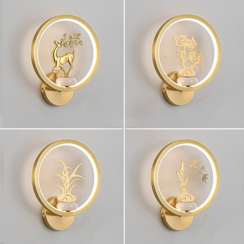 Round Plum Blossom Orchid Wall Lamp